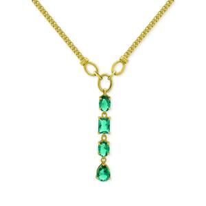 Green Quartz Lariat Necklace 18k Gold-Plated Sterling Silver